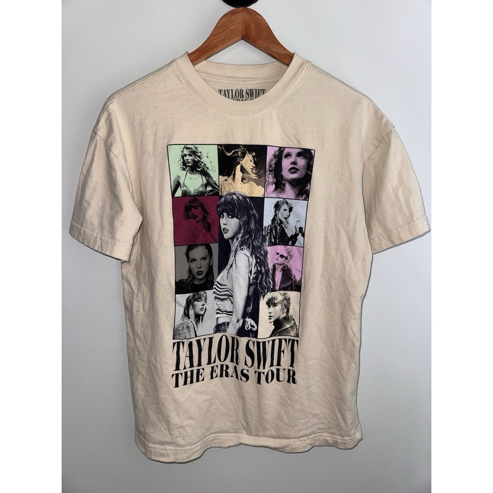 Taylor Swift Beige Multicolor Graphic The Eras Tour Short Sleeve T Shirt XS
